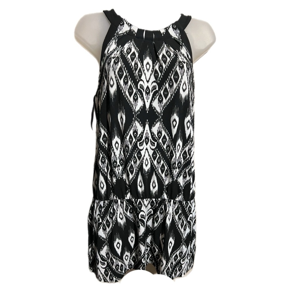 Drop Waist‎ Sleeveless Summer Dress Tie Neck Blouson Size S WHBM W Pockets